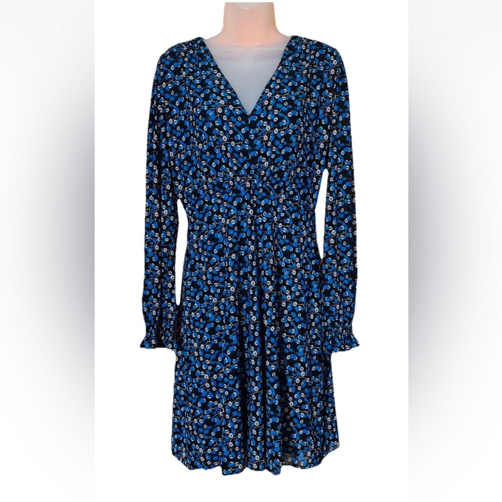 CAbi The Ten Dress #5772 Size M Blue Floral Mesh Long Sleeve Lightweight - Picture 2 of 13